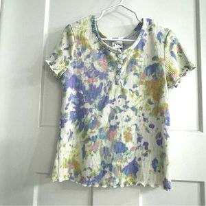 Art Class Girls Ribbed Short Sleeve Tee, M (8), Tie-dye